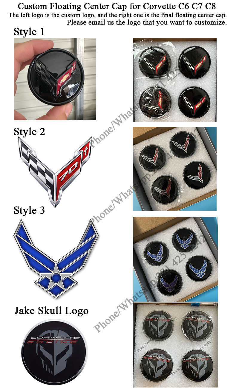 Custom photos of the Floating Center Caps for Corvette C6 C7 C8 67mm.04060222