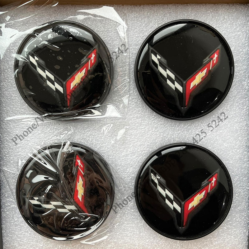 Custom Floating Center Caps for Chevrolet Corvette C6 C7 C8 (67mm)